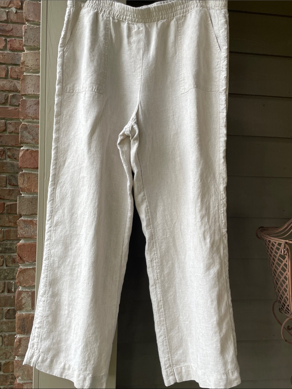 Chico's Women’s Cream 100% Linen Relaxed pants Size3